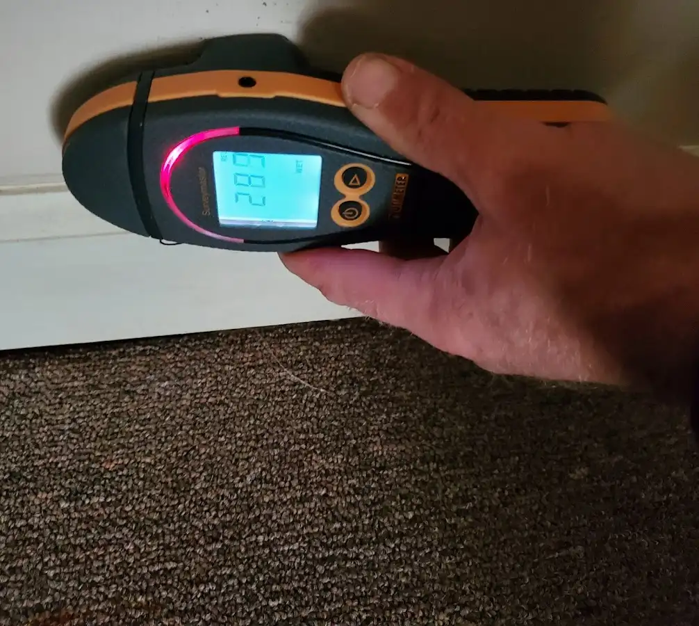 Moisture detection at baseboard during Burst Pipe Cleanup in Raritan